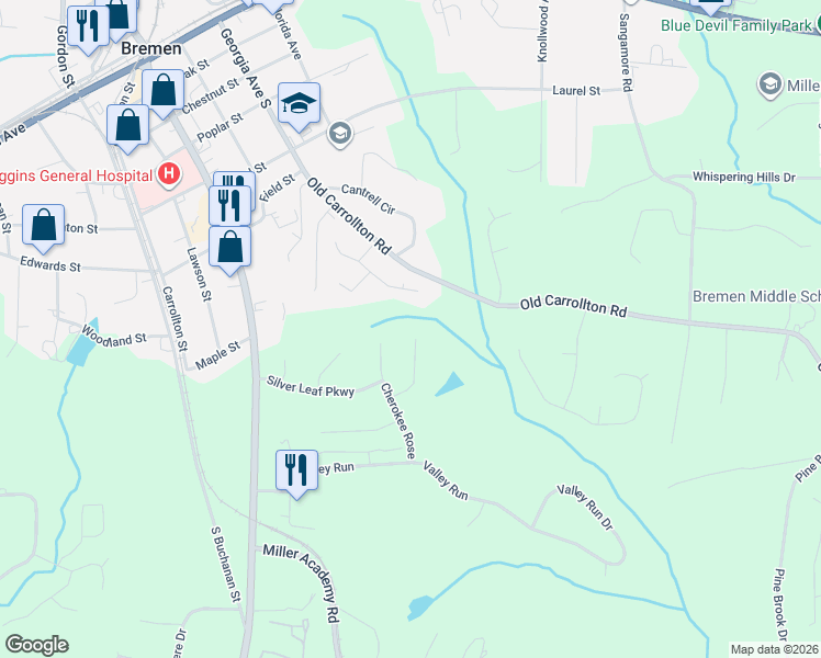 map of restaurants, bars, coffee shops, grocery stores, and more near 937 Daylilly Hill in Bremen