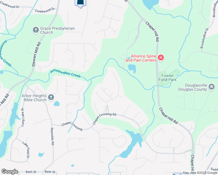 map of restaurants, bars, coffee shops, grocery stores, and more near 3432 Emily Place in Douglasville
