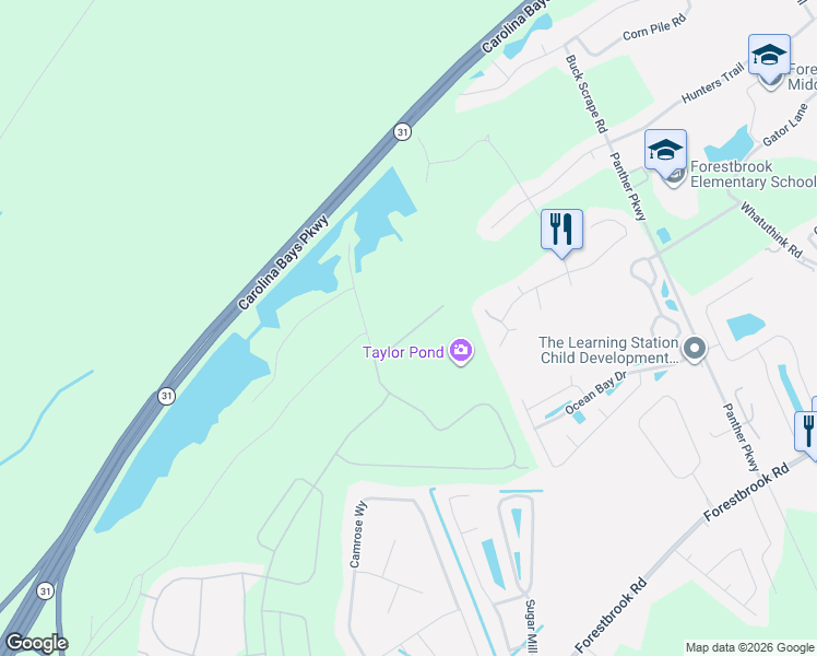 map of restaurants, bars, coffee shops, grocery stores, and more near 2035 Felicity Place in Myrtle Beach
