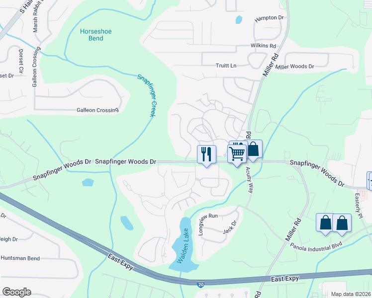 map of restaurants, bars, coffee shops, grocery stores, and more near 2549 Terrace Trail in Decatur