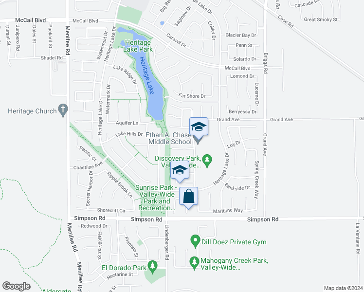 map of restaurants, bars, coffee shops, grocery stores, and more near 29566 Light Shore Cove in Menifee