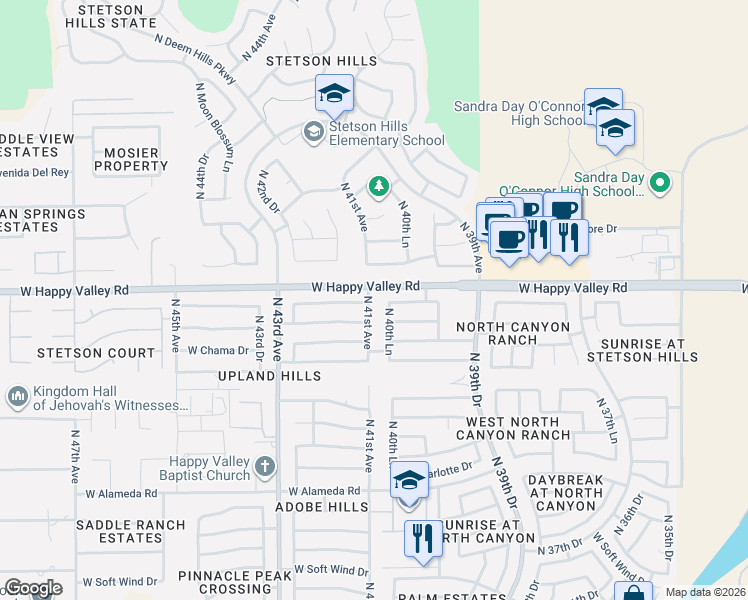 map of restaurants, bars, coffee shops, grocery stores, and more near 4060 West Villa Linda Drive in Glendale