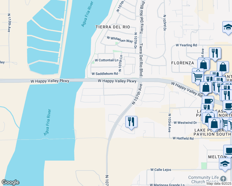 map of restaurants, bars, coffee shops, grocery stores, and more near 10768 West Swayback Pass in Peoria