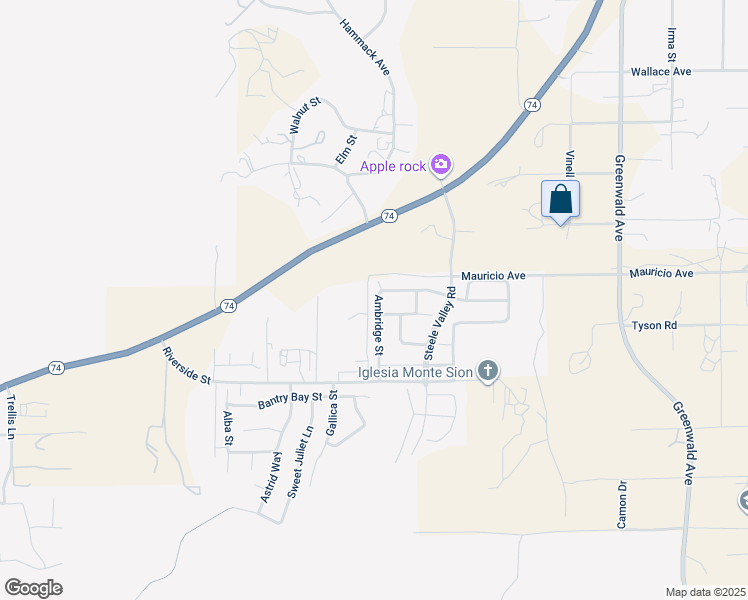 map of restaurants, bars, coffee shops, grocery stores, and more near 53235 Ambridge Street in Lake Elsinore