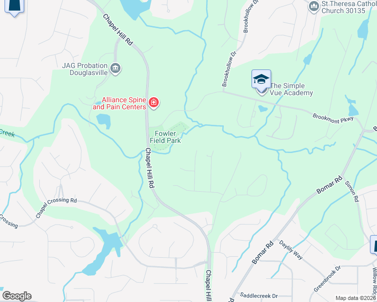 map of restaurants, bars, coffee shops, grocery stores, and more near 3429 Hearthstone Pl in Douglasville