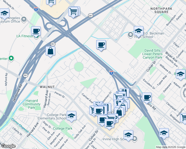 map of restaurants, bars, coffee shops, grocery stores, and more near 32 Ohio in Irvine