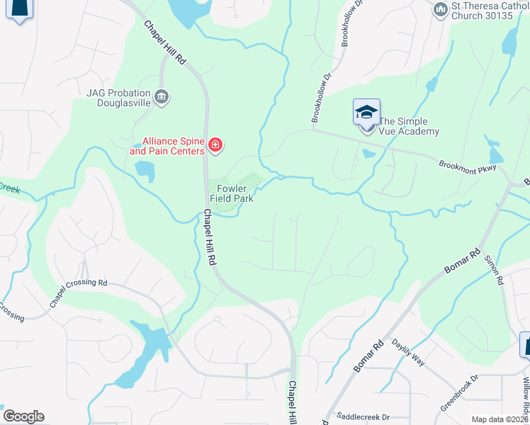 map of restaurants, bars, coffee shops, grocery stores, and more near 3429 Hearthstone Place in Douglasville