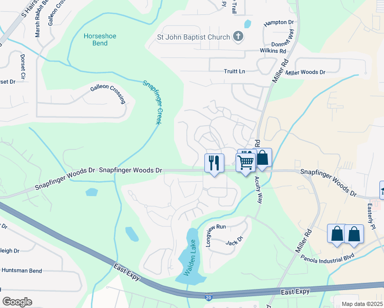 map of restaurants, bars, coffee shops, grocery stores, and more near 2549 Terrace Trail in Decatur
