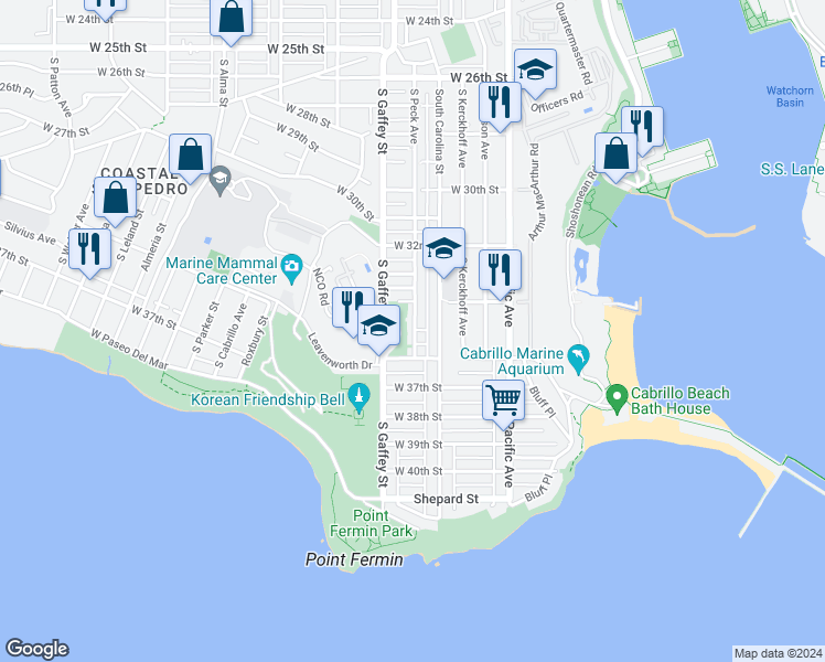 map of restaurants, bars, coffee shops, grocery stores, and more near 3437 South Peck Avenue in Los Angeles