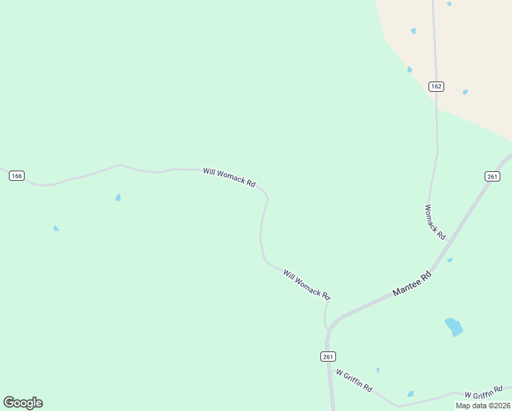 map of restaurants, bars, coffee shops, grocery stores, and more near Will Womack Road in Mantee