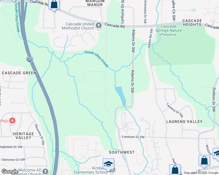 map of restaurants, bars, coffee shops, grocery stores, and more near 1586 Childress Drive Southwest in Atlanta