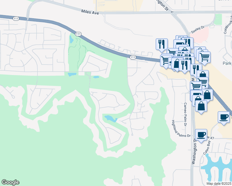 map of restaurants, bars, coffee shops, grocery stores, and more near 77790 Cherokee Road in Indian Wells