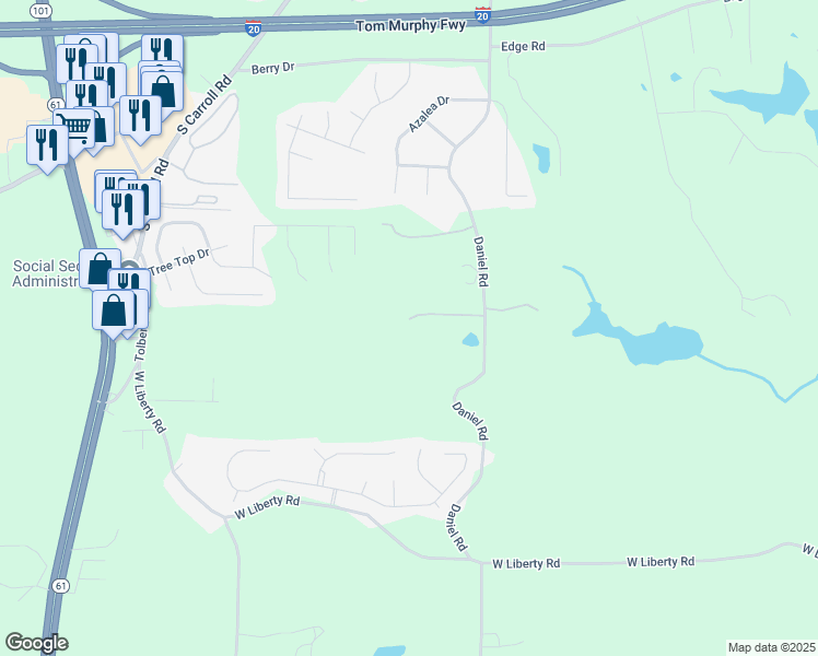 map of restaurants, bars, coffee shops, grocery stores, and more near 465 Daniel Road in Villa Rica