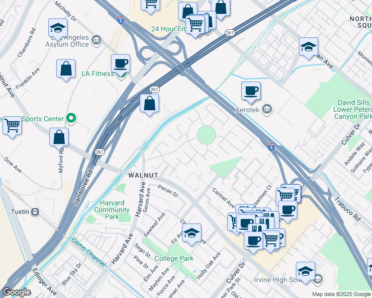 map of restaurants, bars, coffee shops, grocery stores, and more near 27 Maryland in Irvine