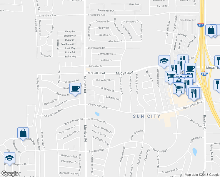 map of restaurants, bars, coffee shops, grocery stores, and more near 28140 Auckland Court in Menifee