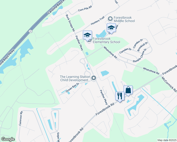 map of restaurants, bars, coffee shops, grocery stores, and more near 224 McCormick Road in Myrtle Beach