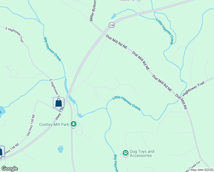 map of restaurants, bars, coffee shops, grocery stores, and more near 2511 Stream View Drive in Conyers