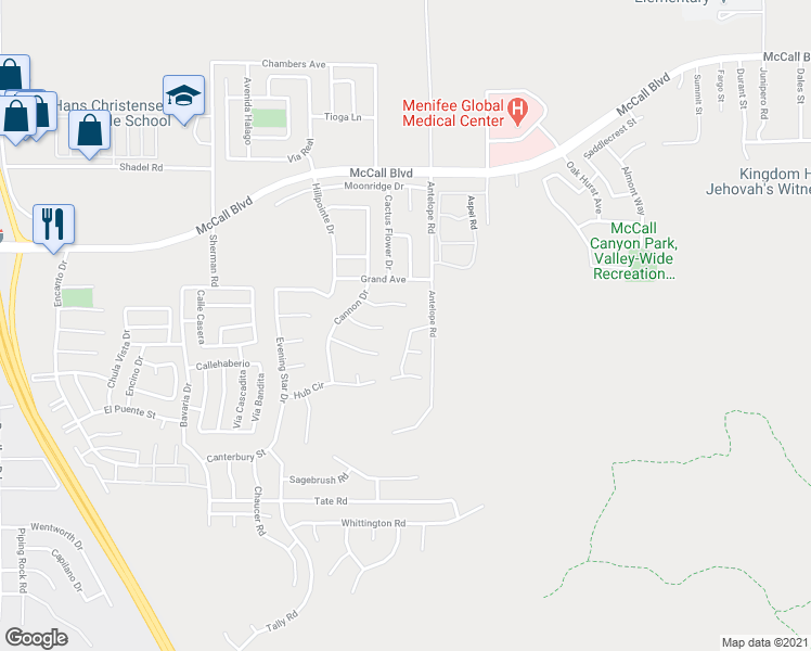 map of restaurants, bars, coffee shops, grocery stores, and more near 28123 Juniper Tree Lane in Menifee