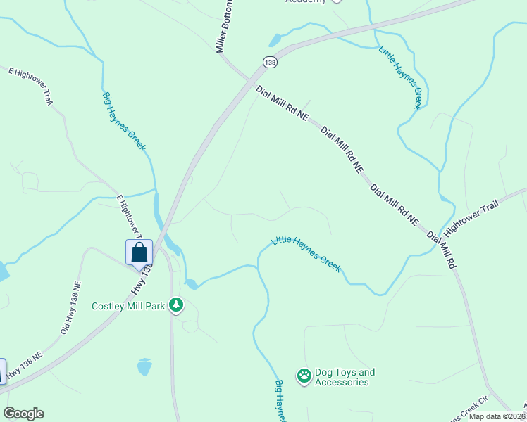 map of restaurants, bars, coffee shops, grocery stores, and more near 2511 Stream View Drive in Conyers