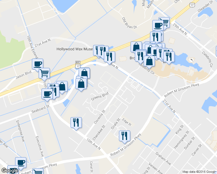 map of restaurants, bars, coffee shops, grocery stores, and more near 415 Chesterfield Court in Myrtle Beach