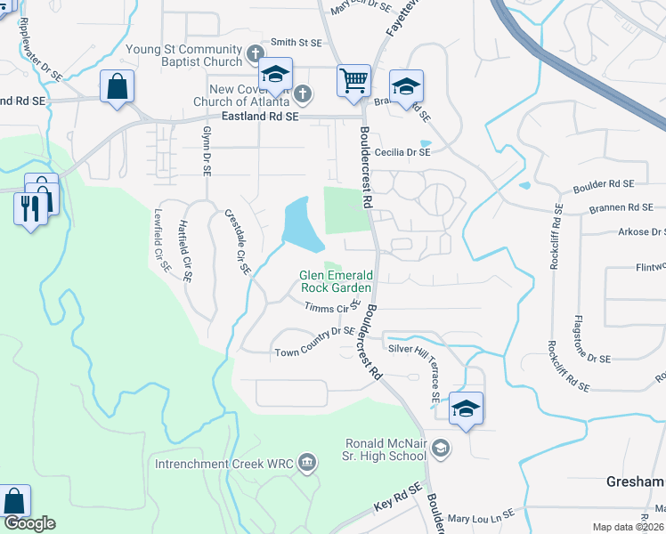 map of restaurants, bars, coffee shops, grocery stores, and more near 1440 Bouldercrest Road in Atlanta