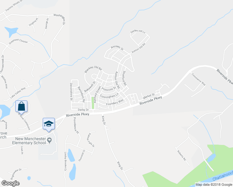 map of restaurants, bars, coffee shops, grocery stores, and more near 3102 Cunningham Lane in Douglasville