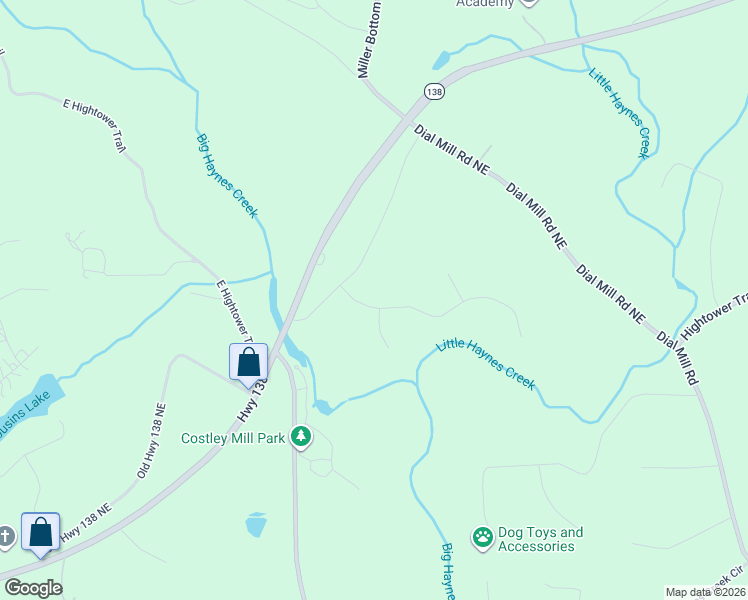 map of restaurants, bars, coffee shops, grocery stores, and more near 2507 Stream View Drive in Conyers