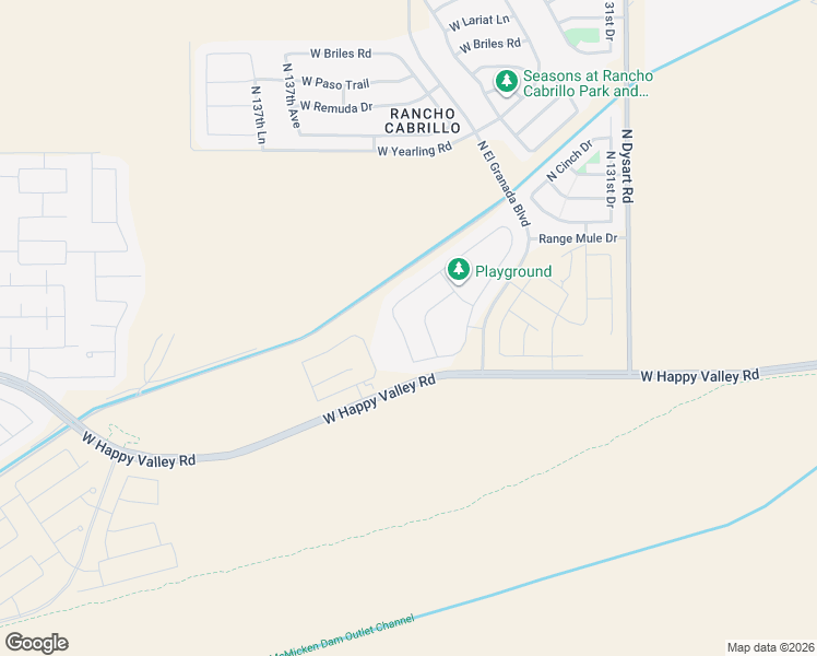 map of restaurants, bars, coffee shops, grocery stores, and more near 25143 North 135th Avenue in Sun City West