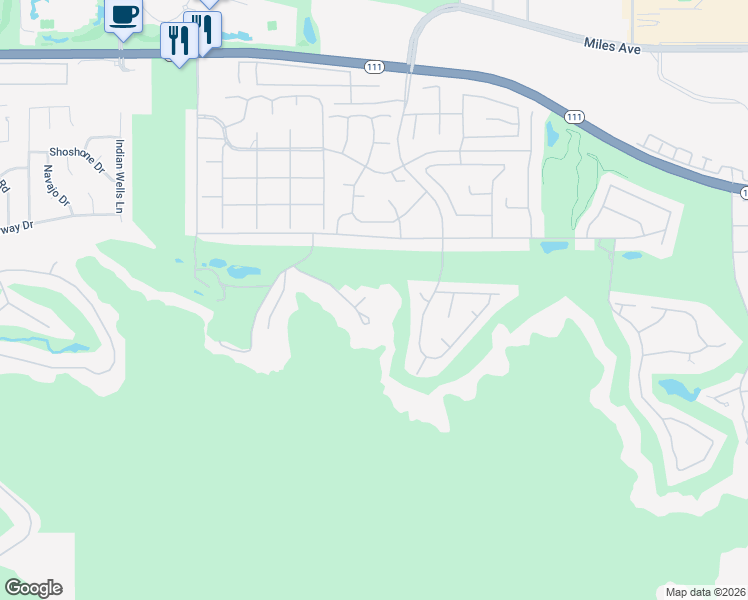 map of restaurants, bars, coffee shops, grocery stores, and more near 46228 Lou Cir in Indian Wells