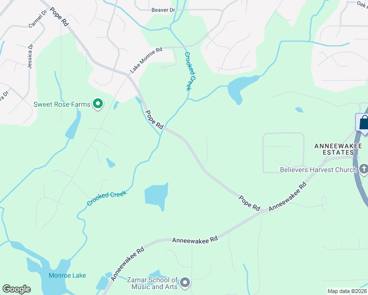 map of restaurants, bars, coffee shops, grocery stores, and more near 3395 Pope Road in Douglasville