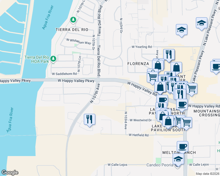 map of restaurants, bars, coffee shops, grocery stores, and more near 10544 West Swayback Pass in Peoria