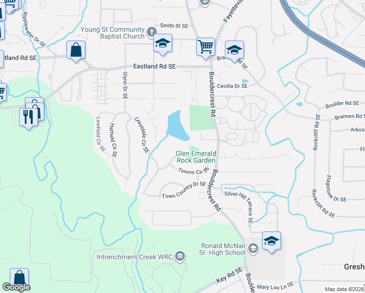 map of restaurants, bars, coffee shops, grocery stores, and more near 1426 Foxhall Lane in Atlanta