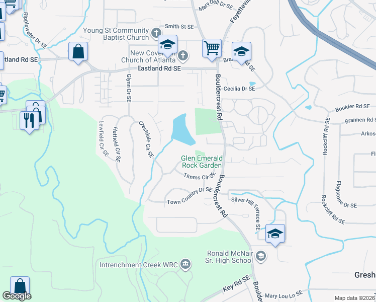 map of restaurants, bars, coffee shops, grocery stores, and more near 1426 Foxhall Lane in Atlanta