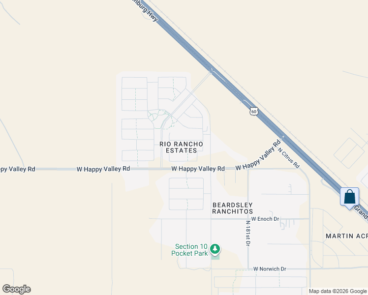 map of restaurants, bars, coffee shops, grocery stores, and more near 18410 West Hackamore Drive in Wittmann