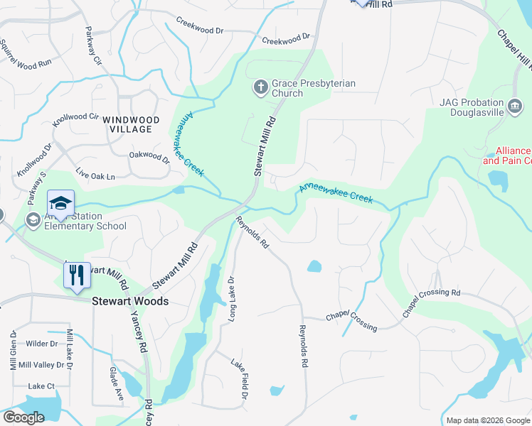 map of restaurants, bars, coffee shops, grocery stores, and more near 5190 Calgary Drive in Douglasville