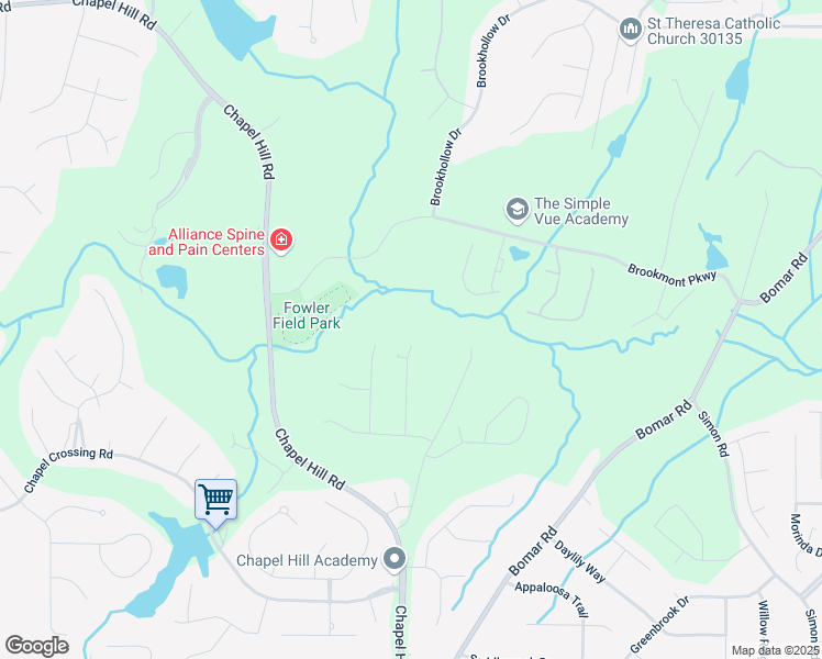 map of restaurants, bars, coffee shops, grocery stores, and more near 3433 Pinemont Drive in Douglasville