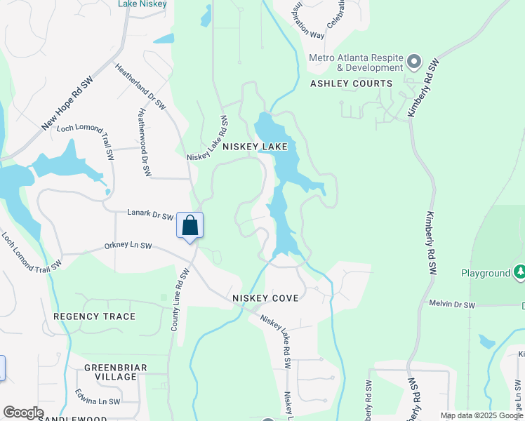 map of restaurants, bars, coffee shops, grocery stores, and more near 1692 Niskey Lake Trail Southwest in Atlanta