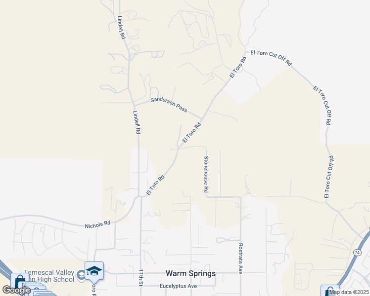 map of restaurants, bars, coffee shops, grocery stores, and more near Stonehouse Road in Lake Elsinore