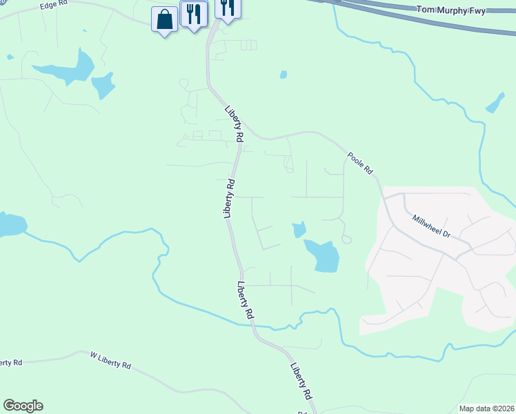 map of restaurants, bars, coffee shops, grocery stores, and more near 3380 Lake Breeze Court in Villa Rica