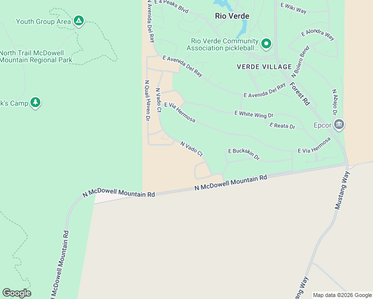map of restaurants, bars, coffee shops, grocery stores, and more near 25004 North Vado Court in Rio Verde