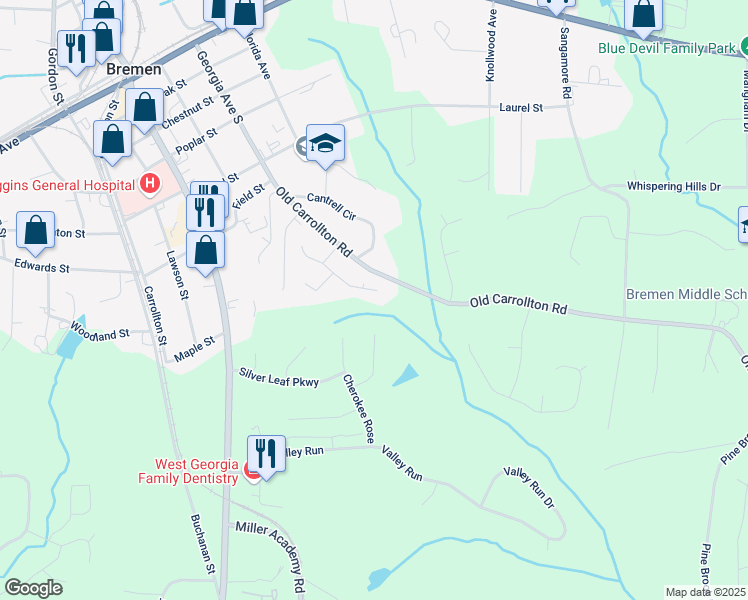 map of restaurants, bars, coffee shops, grocery stores, and more near 1133 Stone Brook Lane in Bremen