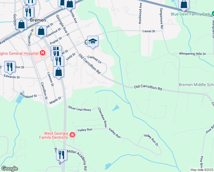 map of restaurants, bars, coffee shops, grocery stores, and more near 1133 Stone Brook Lane in Bremen