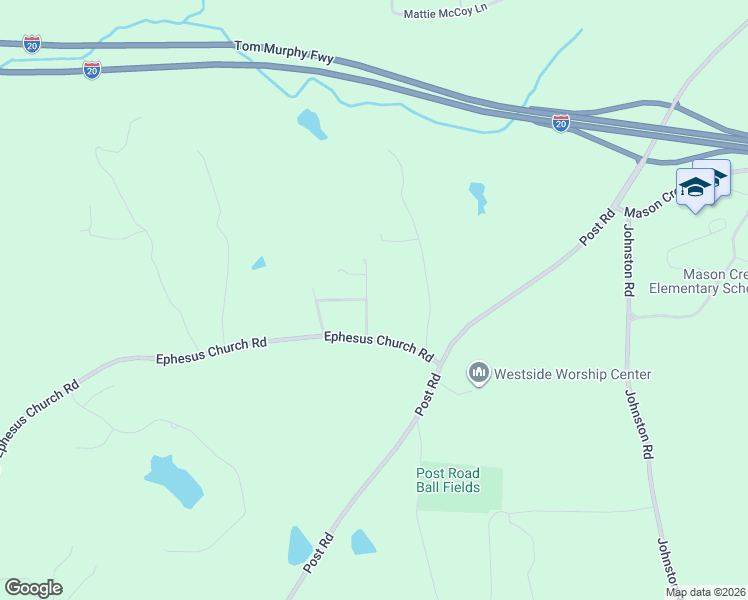 map of restaurants, bars, coffee shops, grocery stores, and more near 3406 Blackberry Lane in Villa Rica