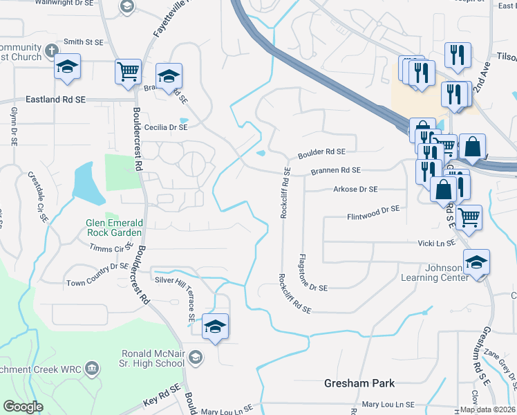map of restaurants, bars, coffee shops, grocery stores, and more near 2630 Clifton Run Place in Atlanta