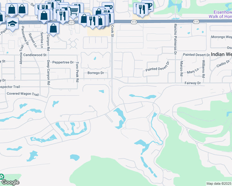map of restaurants, bars, coffee shops, grocery stores, and more near 75132 Pepperwood Drive in Indian Wells