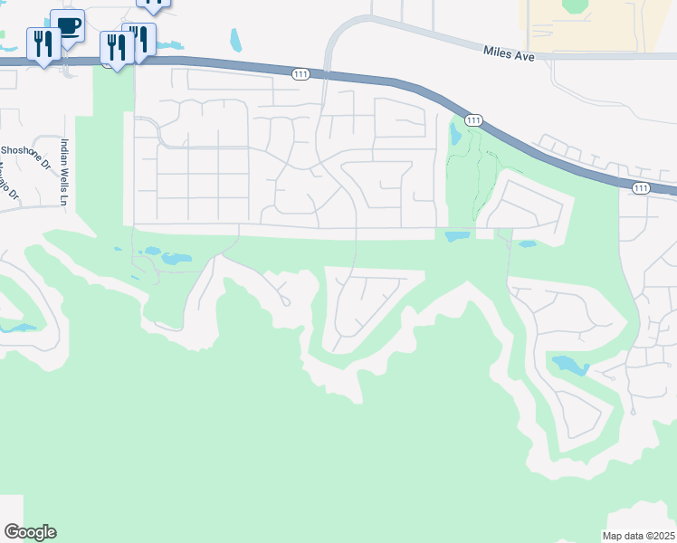 map of restaurants, bars, coffee shops, grocery stores, and more near 46115 Sacatan Circle in Indian Wells