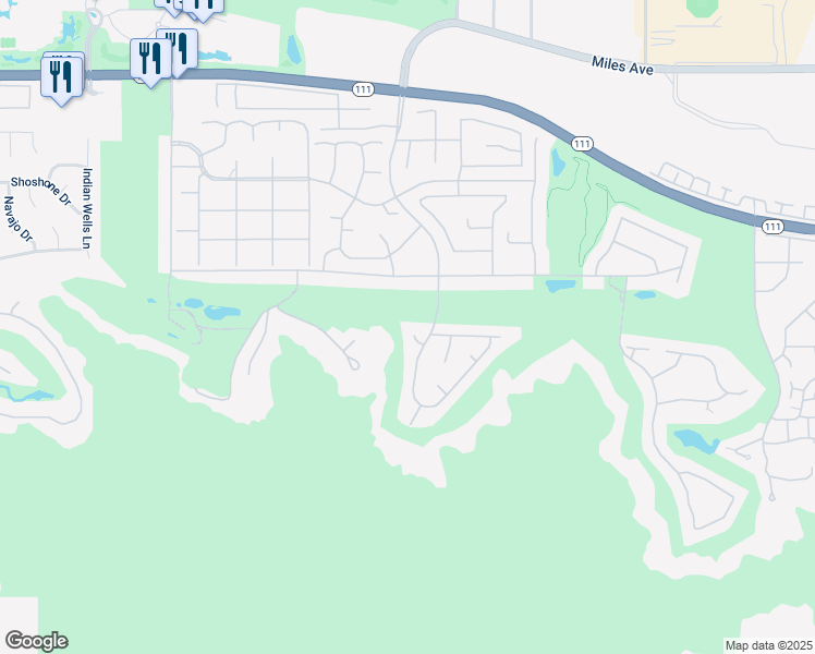 map of restaurants, bars, coffee shops, grocery stores, and more near 77219 Iroquois Drive in Indian Wells