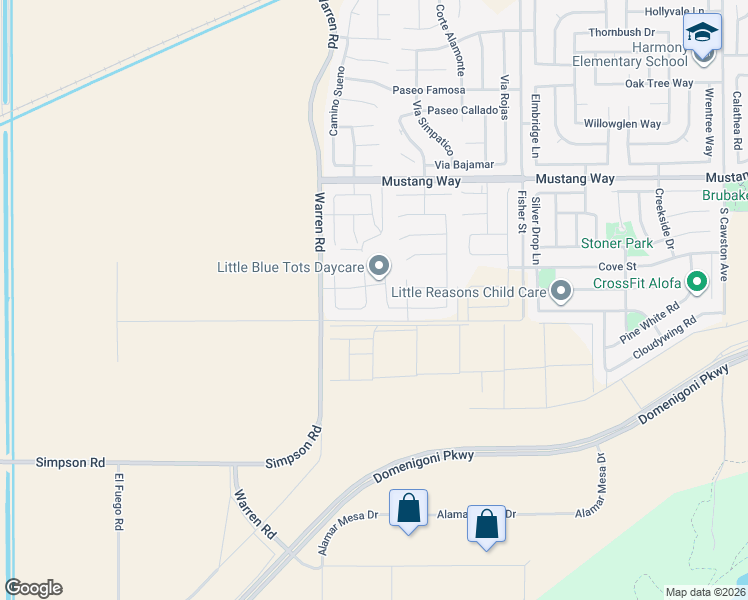 map of restaurants, bars, coffee shops, grocery stores, and more near 1968 Old Canyon Drive in Hemet