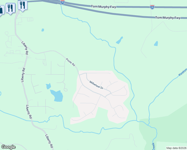 map of restaurants, bars, coffee shops, grocery stores, and more near 138 Whetstone Way in Villa Rica
