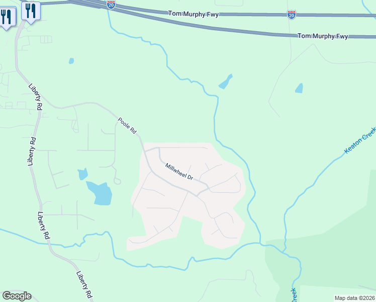 map of restaurants, bars, coffee shops, grocery stores, and more near 158 Whetstone Way in Villa Rica